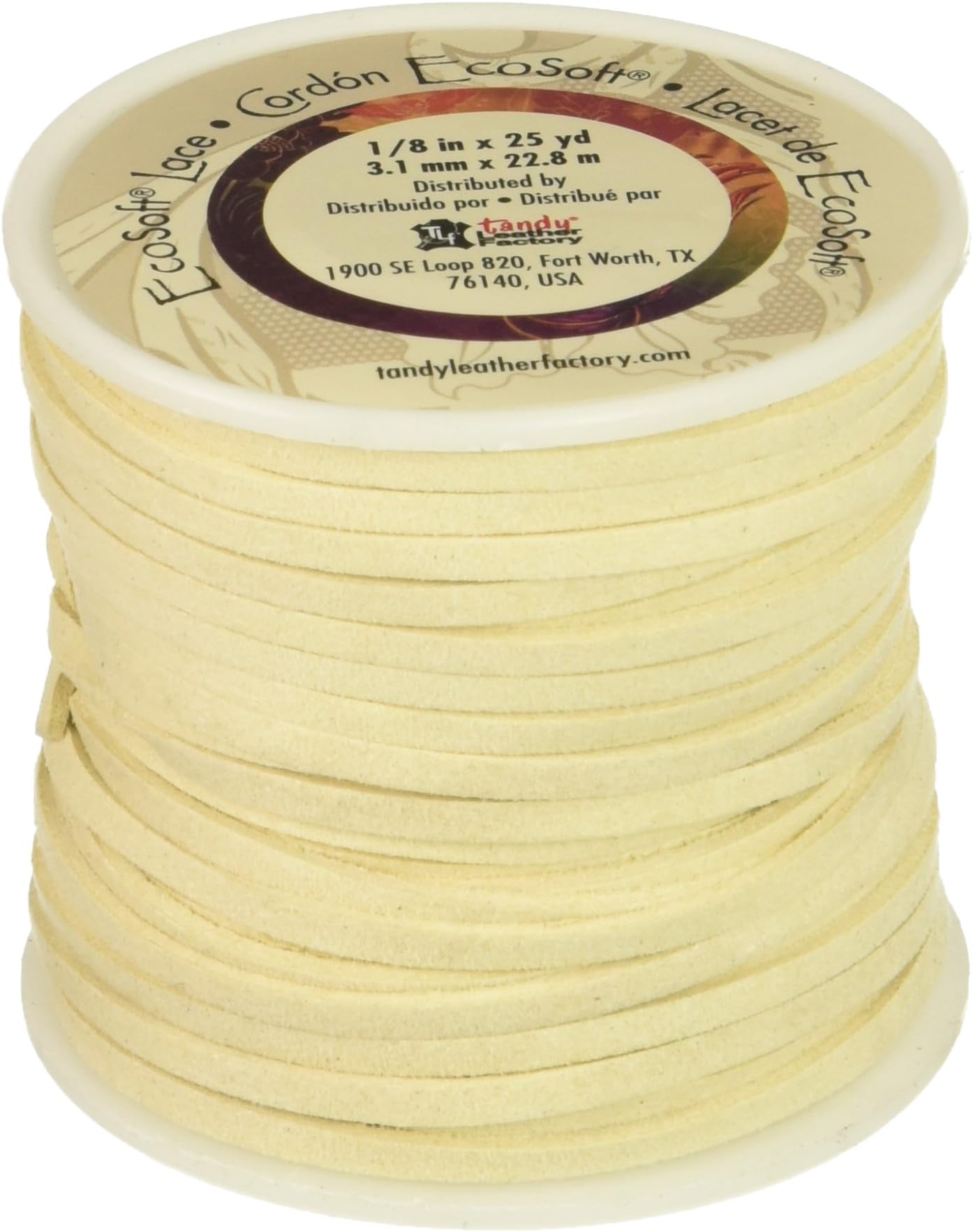 Leather Factory The EcoSoft Lace Spool Cream, 1/8" x 25yd