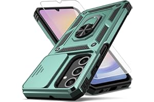 YZOK for Samsung Galaxy A25 5G Phone Case,Galaxy A25 5G Case with Camera Lens Cover HD Screen Protector,[Military Grade] Car Mount Kickstand Shockproof Protective Case for A25 5G, Green