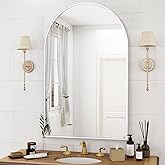 Arched White Bathroom Mirror,24 x 36 Inch Arch Wall Mirror with Wood Frame,Vanity Modern Tempered Glass Mirror for Bedroom,Entryway,Living Room