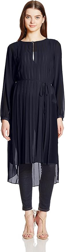 Amazon マーキュリーデュオ Mercuryduo マーキュリーデュオ シアープリーツワンピース 58 ネイビー F ワンピース チュニック 通販