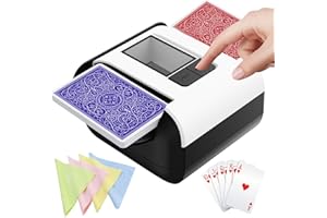 FOSMIJIZ Automatic Card Shuffler - Electric One-Press Shuffler Machine 2000mAh Rechargeable 1-2 Decks for Poker UNO Blackjack Phase 10 Card Shuffler 2 Deck Automatic & Manual Mode