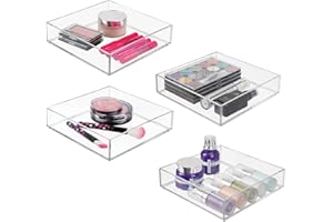 iDesign Lot de 4 plateaux de rangement empilables pour tiroir de maquillage – Organisateur de coiffeuse ou organisateur de bu