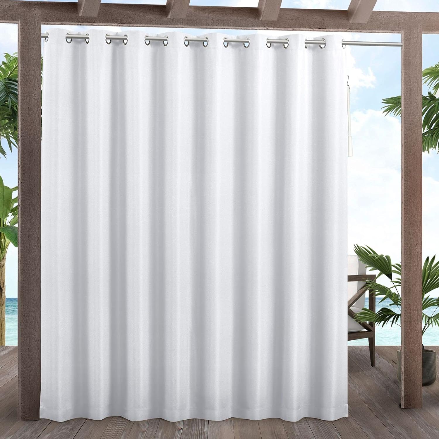 Outdoor Curtains - Exclusive Home Cabana Patio Indoor/Outdoor Light Filtering Grommet Top Curtain Panel, 108