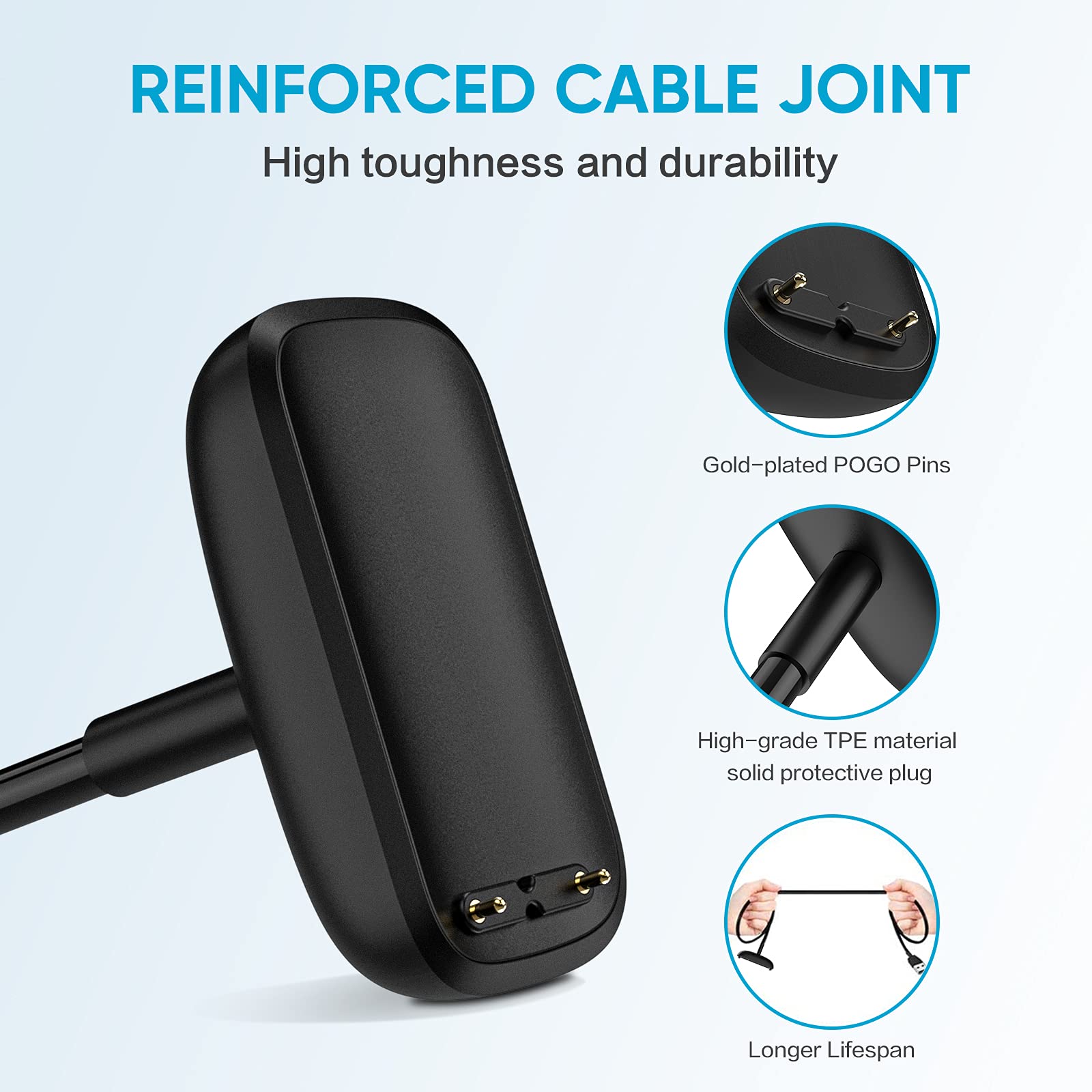 [2-Pack] Charger Cable for Fitbit Charge 6/Charge 5/Luxe, Replacement Charger for Fitbit Charge 6/Charge 5/Luxe (3.3 ft/1.6 ft)