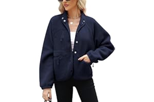 Sodtau Fleece Jacket Women，Sherpa Fleece Sweatshirt Long Sleeve Jackets Coats，Lightweight Casual Fashion Button Zipper