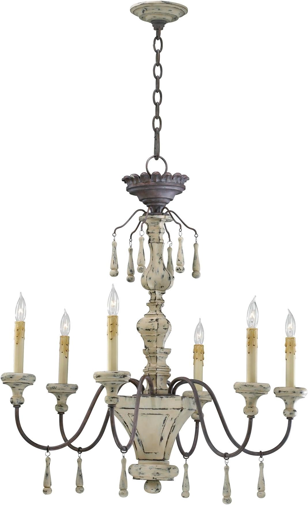 Provence French Country White and Gray Wash 6 Light Chandelier