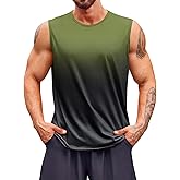 Runcati Mens Sleeveless Tank Tops Workout Muscle Gym T Shirts Crew Neck Gradient Tee Tops