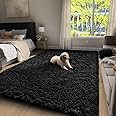 Ophanie Upgrade 4x6 Rugs for Bedroom, Black, Fluffy Shaggy Soft Area Rug, Non-Slip Indoor Floor Carpet for Living Room, Kids Boys Teen Dorm Home Decor Aesthetic, Nursery