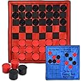Win SPORTS 3 in 1 Giant Checkers Game Set,Super Tic Tac Toe,Including Reversible Rug with 24 Checkers,Indoor and Outdoor Activity for Kids or Adults,Board Game,Yard Game
