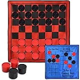 Win SPORTS 3 in 1 Giant Checkers Game Set,Super Tic Tac Toe,Including Reversible Rug with 24 Checkers,Indoor and Outdoor Acti