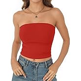 AURUZA Tube Tops for Women, Strapless Double Lined Tank Tops, Sleeveless Going Out Backless Bandeau Summer Sexy Crop Top