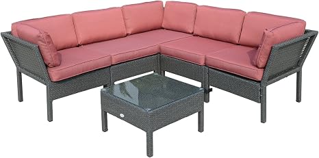 1 6pc Outdoor Furniture Sectional Pe Wicker Patio Rattan Sofa Set Couch Brown Nt Home Garden Patio Garden Furniture Sets