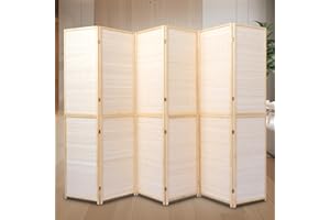HOMSCREENER Room Divider Folding Privacy Screens, 6FT Bamboo Room Divider Wall Panel, Freestanding 2-in-1 Multifunction Partition Room Dividers for Room Separation 6 Panel Hand Made Mesh Woven Wall Divider Screen
