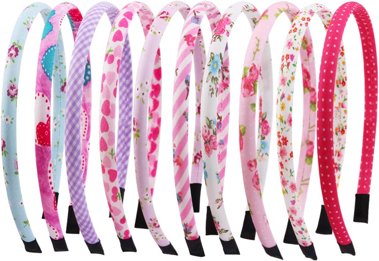Alice Band Girls Kids Headbands Flower Strip Heart Covered Hairbands
