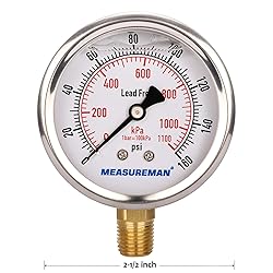 MEASUREMAN Lead-Free Pressure Gauge, 2-1/2inch