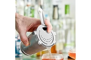 Cocktail Strainer, Stainless Steel Bar Strainer with 4-Prongs and High Density Removable Spring, Bartender Accessories for Sh