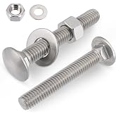 VGBUY 1/4-20 x 3-1/2" Carriage Bolts Screws 15 Sets, 304 Stainless Steel 18-8, Round Head Square Neck, Carriage Bolts and Nuts Kit, with Flat Washers