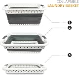Denny International 67L Large Folding Laundry Basket White Grey Rectangular view 2