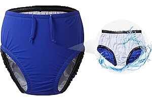 CODIDA 3T to Youth Reusable Swim Diaper Washable Incontinence Underwear for Special Needs Kids Waterproof Covers（Blue，8-10）