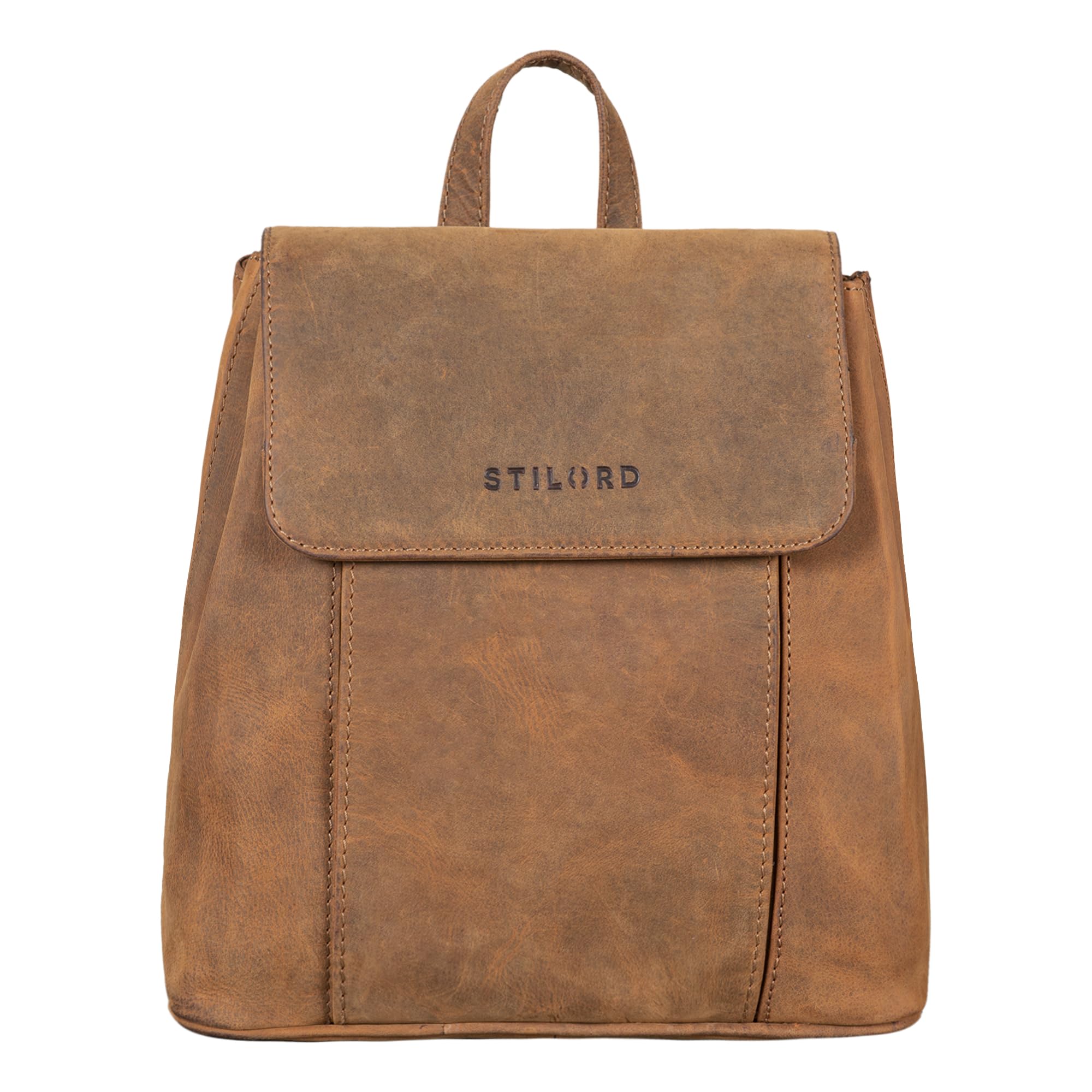 STILORD "Fiona" Leather Backpack Women – Vintage Handbag-Backpack - Elegant Daypack & Rucksack for Work, University & City Genuine Leather Colour:tan - Dark Brown