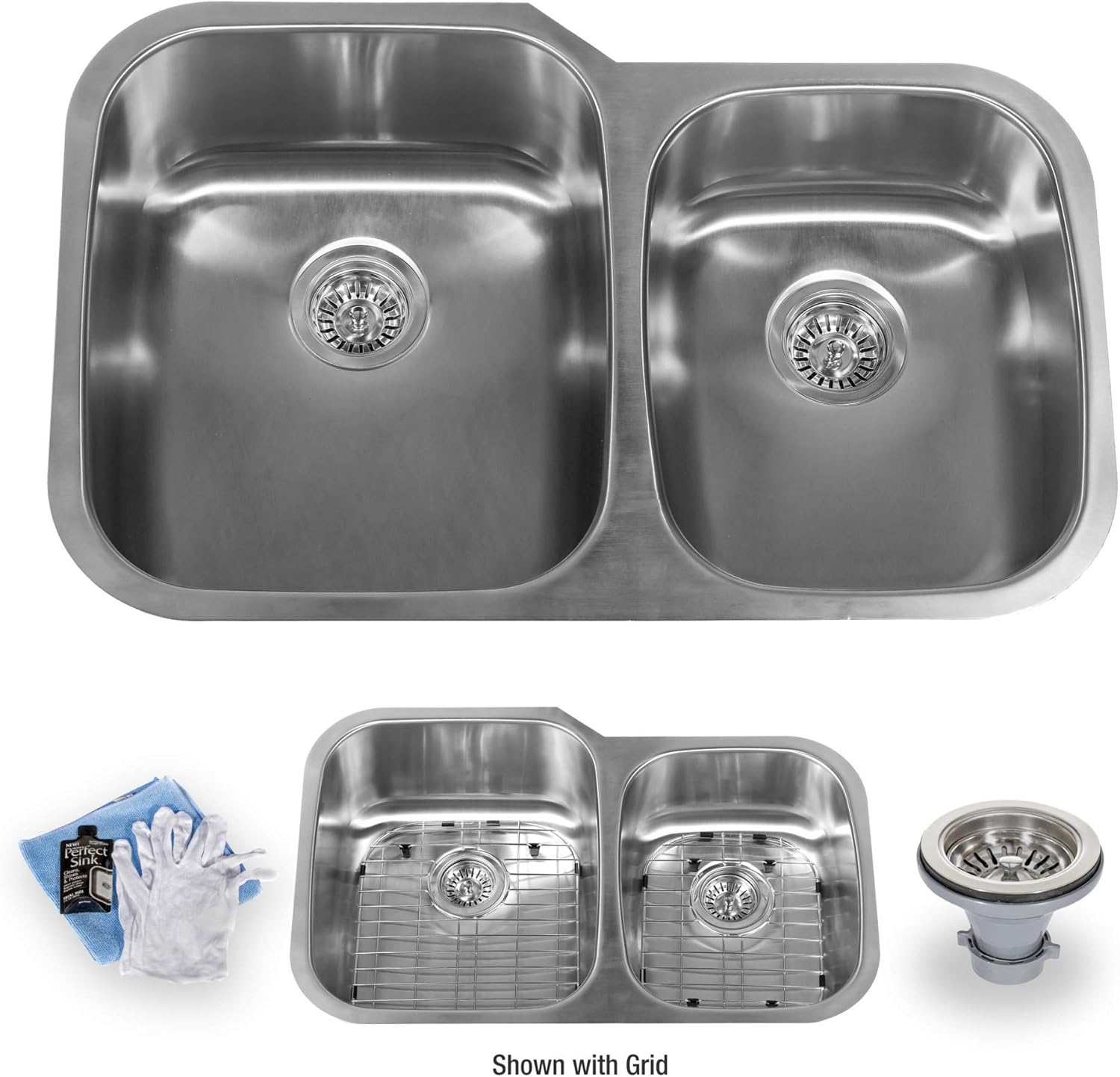 32" Undermount Double Basin Stainless Steel Kitchen Sink with 60/40 Split
