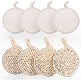 QIYUDA 8Pcs Loofah Face Exfoliator Pad, Sponge Facial Scrub Pads
