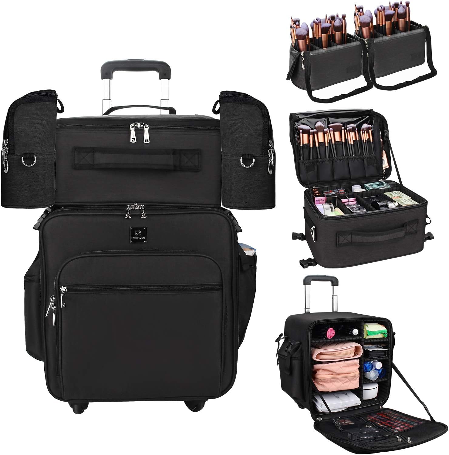 Relavel Rolling Makeup Case Professional Makeup Train Case Makeup