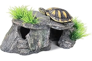 Aquazoo Premium Small Fish Tank Decorations, Reptile Tank Accessories, Turtle Tank Accessories, Natural Reptile Hide for Bearded Dragon, Professional Turtle Basking Platform (Small)