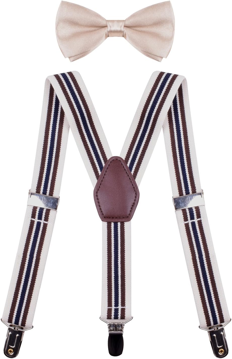 ORSKY Men's Boys' Suspenders with Bow Tie Set Adjustable Y Back