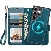 OCASE for Samsung Galaxy S25 Ultra Detachable Wallet Case with Card Holder, [2 in 1] PU Leather Flip Folio Case with RFID Blocking Stand Wrist Strap Shockproof Phone Cover 2025, Peacock Blue