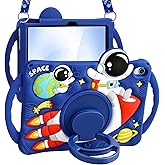 Boaretiu for iPad A16 Case/10th Generation Case - Cool Cute Cartoon Astronaut Spaceship with Strap & Rotating Stand & Handle for Boys Girls Teens 3D Silicone for iPad A16 11th Generation 11 Inch 2025