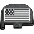 BASTION for Glock G43, G43X and G48 9mm ONLY | Laser Engraved Back Plate Hard Coat Anodized Black T6 Machined Aluminum Slide Rear Cover Plate (USA Flag)…