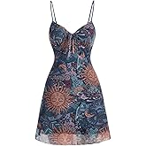 Milumia Women's Paisley Print Cami Short Dress Boho Mesh Mini Sun Dresses