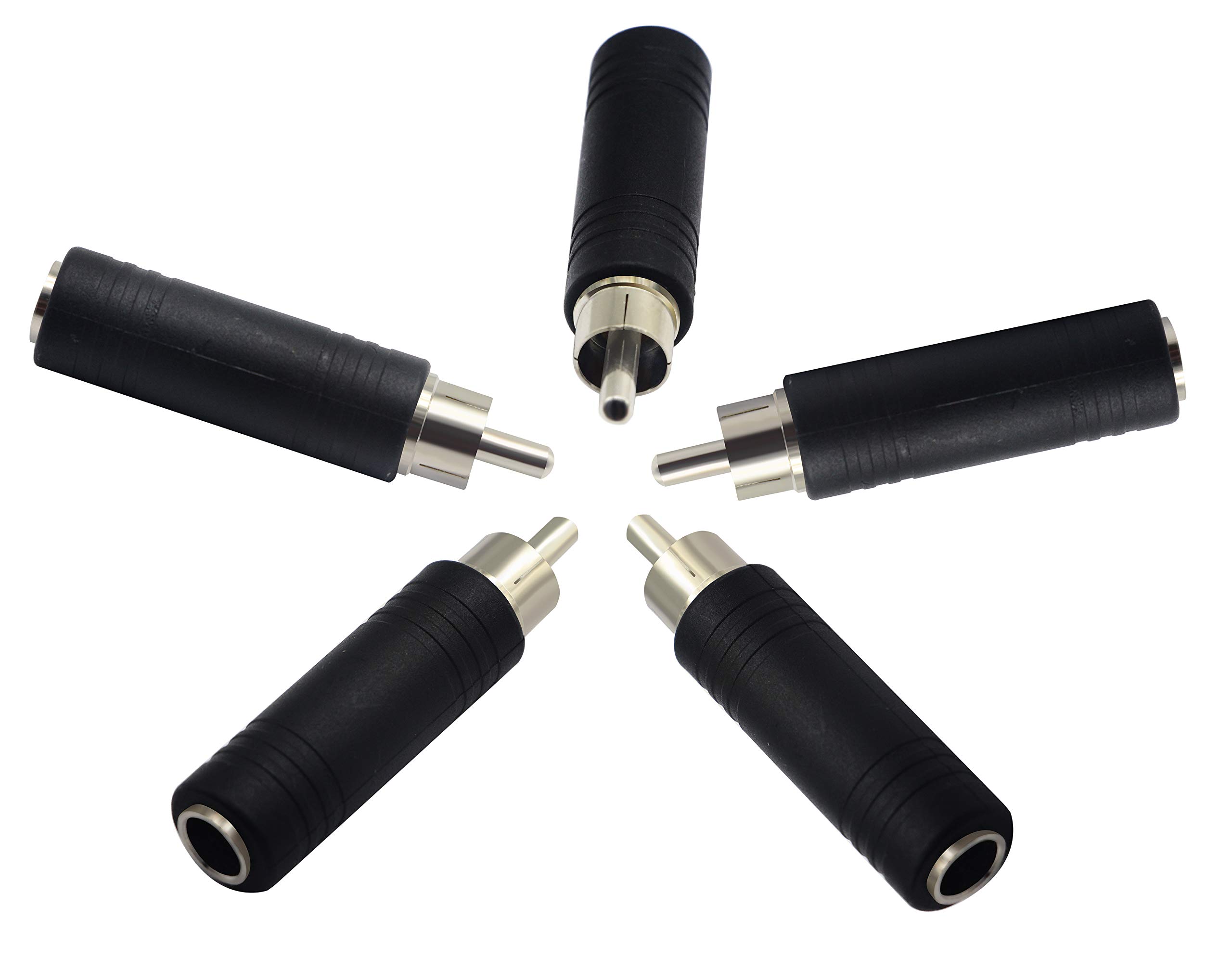 zdyCGTime 6.35mm to RCA Adapter RCA Male Plug to 6.35mm 1/4 Inch Mono Female Audio Mic Plug Adapter Jack Converterr (5 Packs)