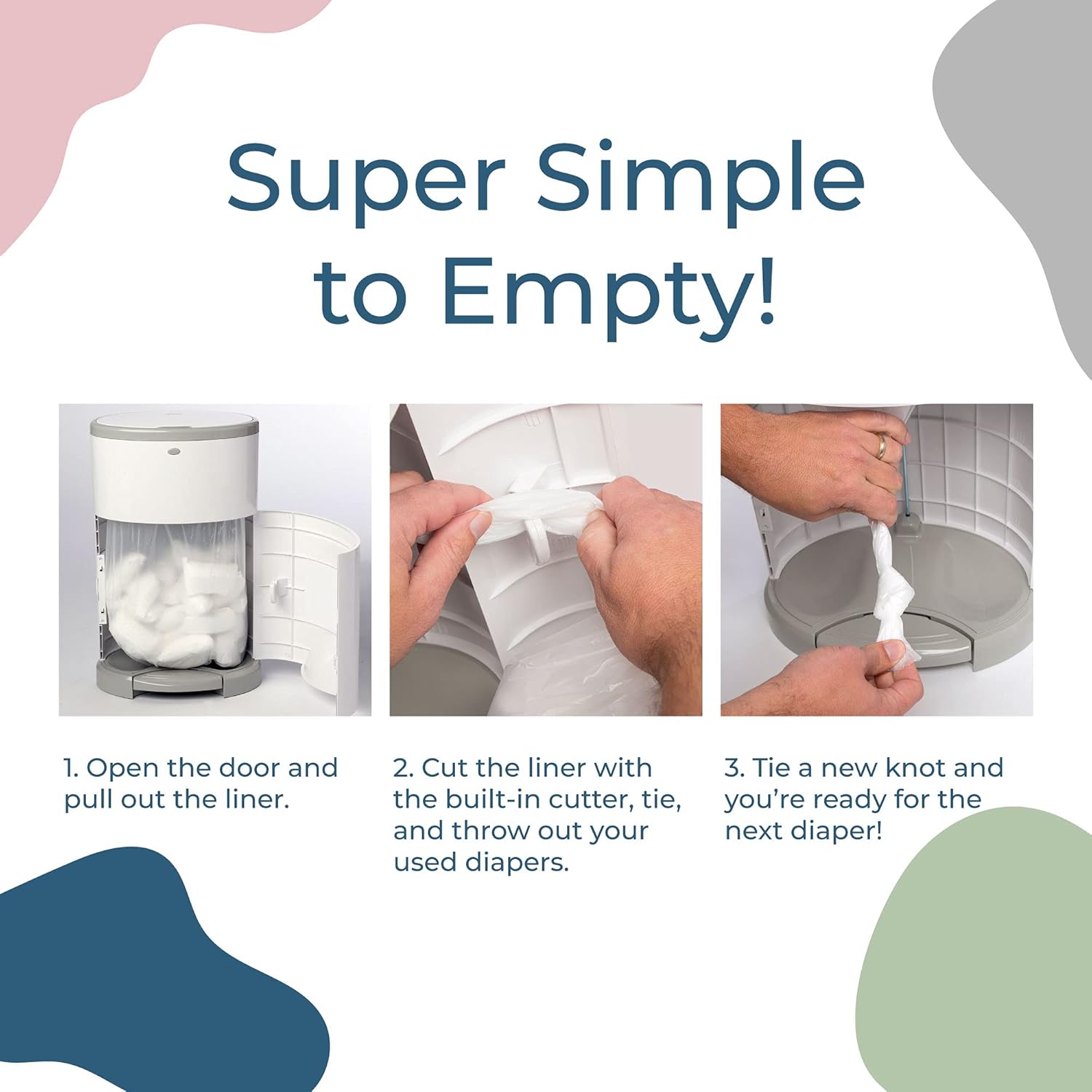 Dekor Classic Hands-Free Diaper Pail | White | Easiest to Use | Just Step – Drop – Done | Doesn’t Absorb Odors | 20 Second Bag Change | Most Economical Refill System : Baby
