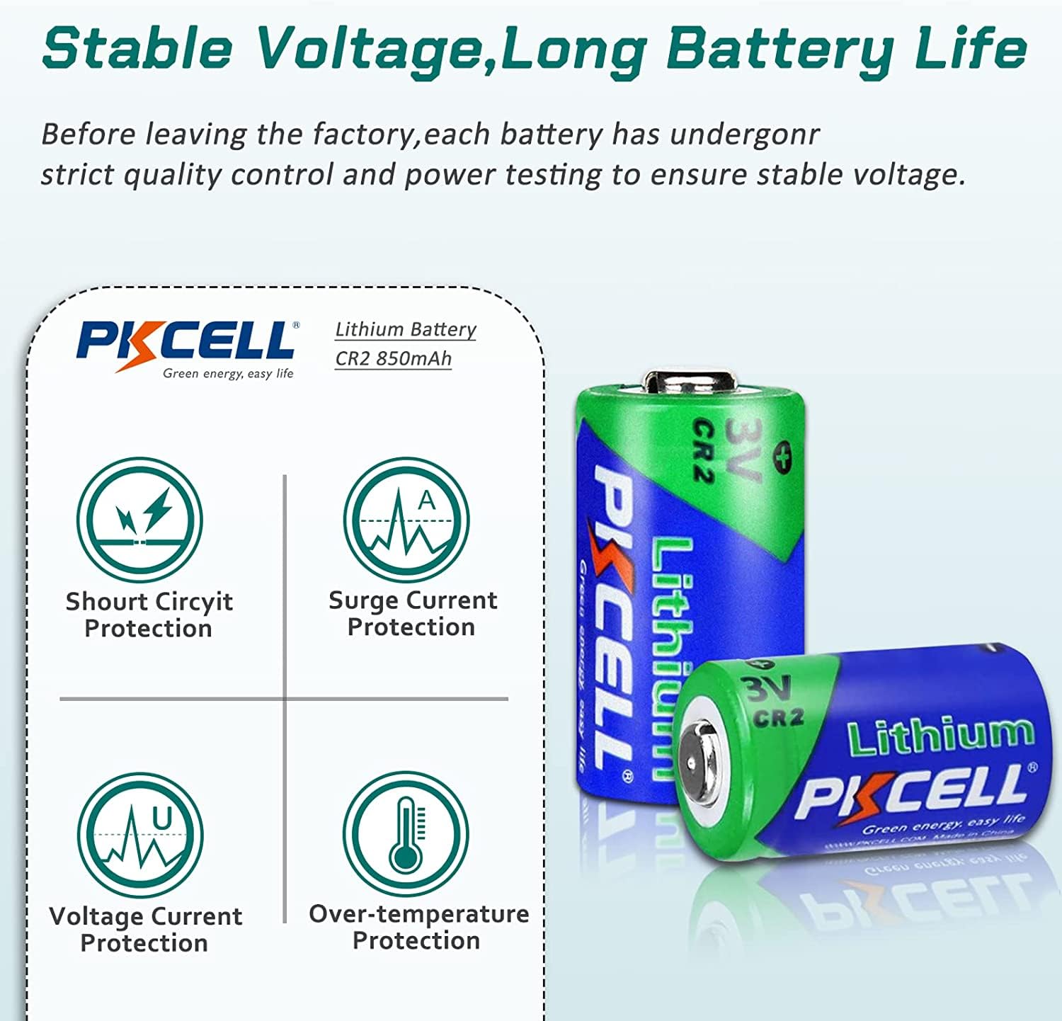 PKCELL CR2 Battery 4 Pack CR2 3V Lithium Battery for Golf Range Finder, Flashlight and More