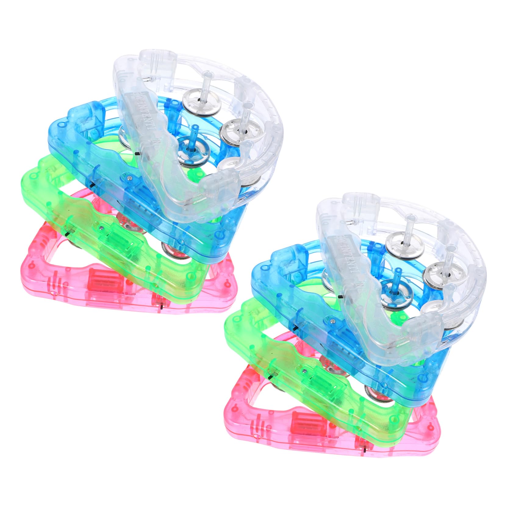 Milisten 8pcs Lights Percussion with Flashing Shaking Hand Rattle Tambourines Toys Jingles Bell Light for Adults Kids Cheering Glow Random Playthings Rhythm Wedding Handheld Instrument up