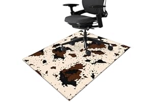 FUOXOWK Office Chair Mat for Hardwood & Tile Floor 36"x48",Cow Print Computer Chair Mat for Rolling Chairs Carpet,Southwest Western Faux Cowhide Under Desk Non Slip Gaming Rug Rubber Backing Protector Mat