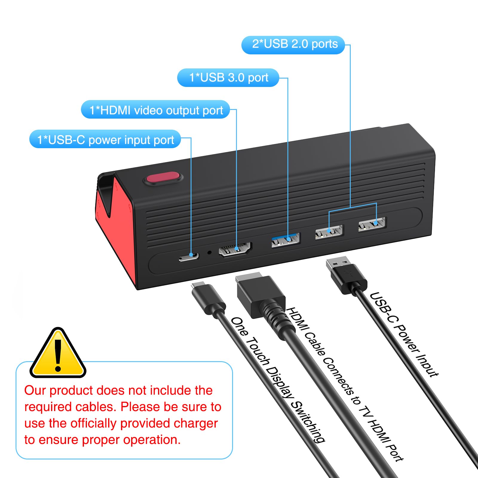 HEIYING TV Docking Station für Nintendo Switch 2/Switch OLED, Tragbarer TV Dock Ladegerät Ständer mit 4K HDMI Adapter/USB Port/Typ C Ladegerät Port 5