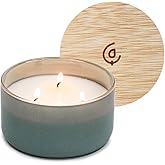 Calyan Wax Co. Evergreen & Eucalyptus 3 Wick Scented Candle - 30 Hour Burn - Luxury 3 Wick Soy Candles - Non Toxic Soy Wax Candles - Long Lasting Large Ceramic Jar Candle for Home - 8oz