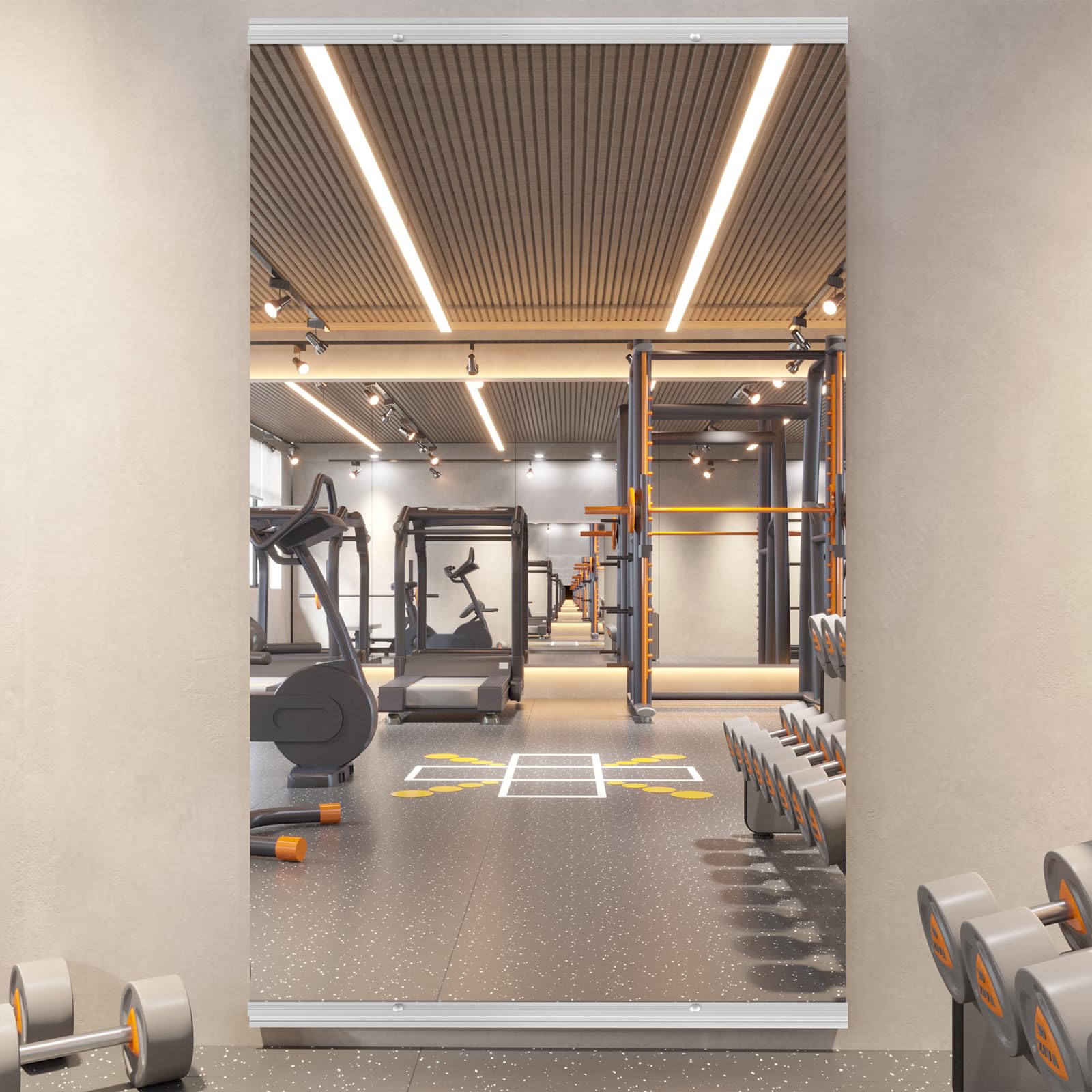 Photo 1 of pertetey Home Gym Mirror, 83X40 Inch(1Pack) Large Frameless Tempered Glass Full Body Wall Mounted Mirror for Gym, Yoga, Exercise, Dance Studio