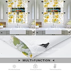 Batmerry Yellow Sunflowers Tier Curtains,Yellow