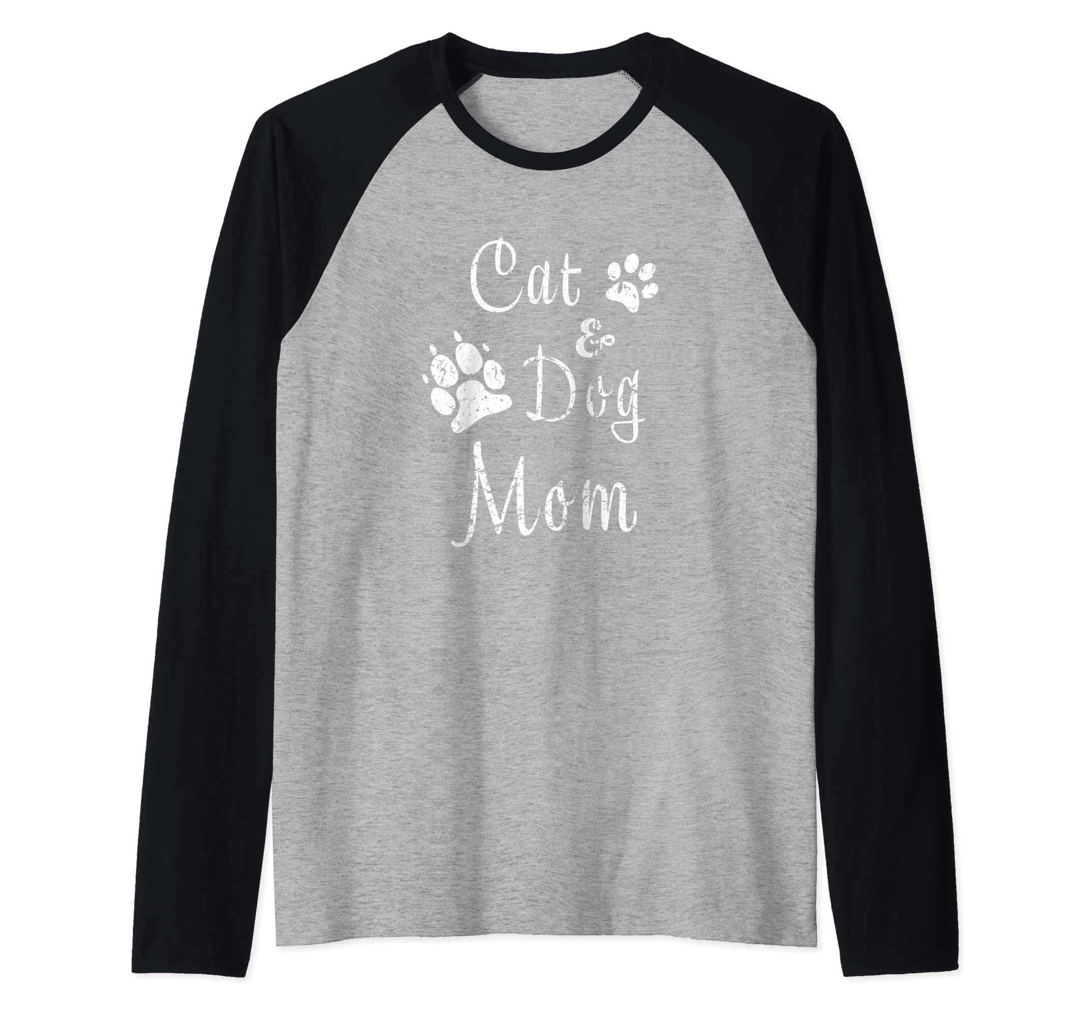 Cat and Dog Mom Kitten and Puppy Mama Kitty and Pup Mother Raglan Baseball Tee