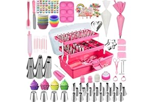 Tingjia Cake Decorating Tools Supplies Kit: 274pcs Baking Accessories with Storage Case - Piping Bags and Icing Tips Set - Cu