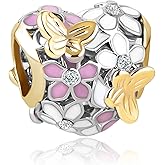 Chili Jewelry Flower and Butterfly Charm Compatible with Pandora Charms Bracelets