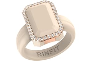 Rinfit Women's Silicone Wedding Band - Promise Rings for Her - Emerald Cut with Cubic Zirconia - Patented Design
