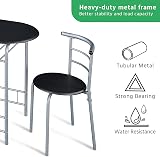 Yaheetech 3 Piece Dining Set Modern Round Table 2 Chairs Wine Rack Black view 5