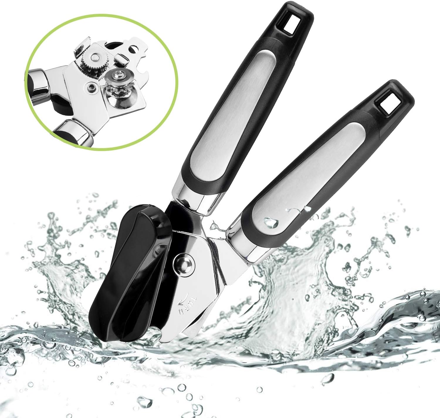Manual Can Opener-Stainless Steel,Heavy-duty Tin opener with Smooth Edge- Ultra Sharp Cutting Tool-Manual Side Can Opener/Jar/Bottle Opener with Circular Non-Slip Ergonomic Handle-Effortless