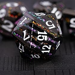 Metal Dice Set DND,Metallic Glitter Stripes D&D