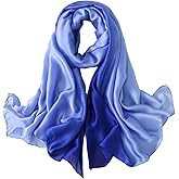 ZMC Long Silk Feeling Scarf,Smooth Gradient Scarf Stripe Lightweight Sun-proof Shawl Wrap Headscarf for Women Spring Summer